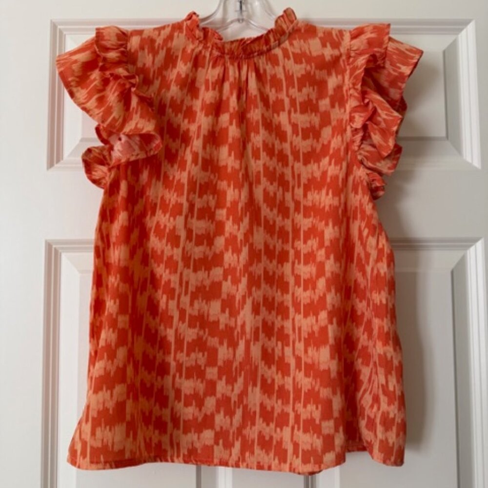 Pinch brand Orange Ruffled Short Sleeved Blouse Top for Women - Size Small